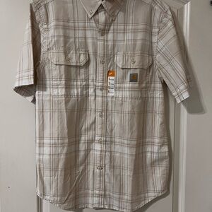 Carhartt Men's Beige Plaid Button Down Shirt
